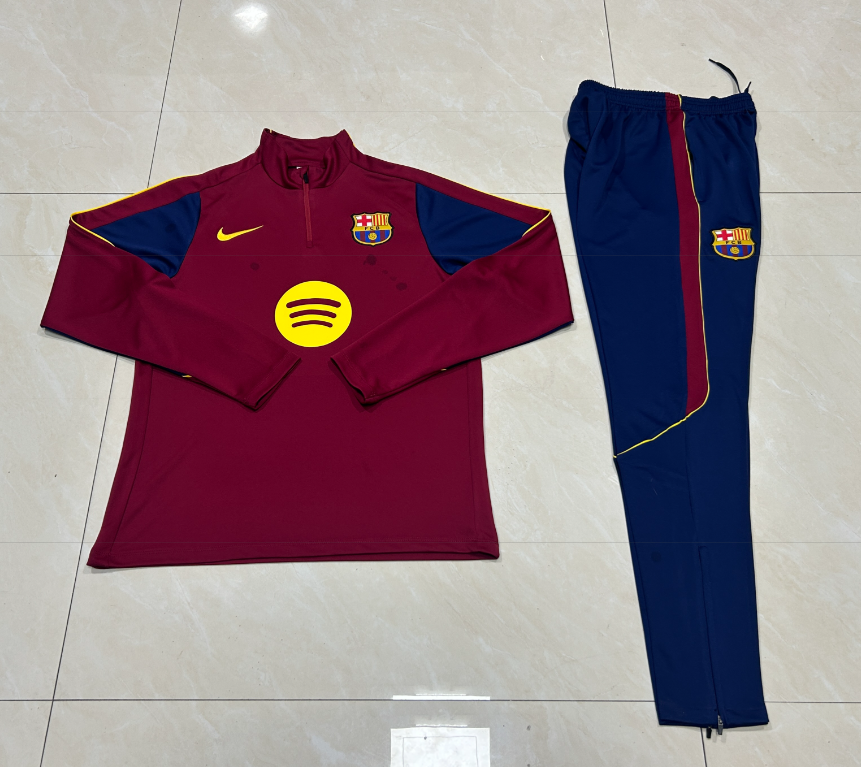 26/27 Adults Half Pull Barcelona Bordeaux red Tracksuit