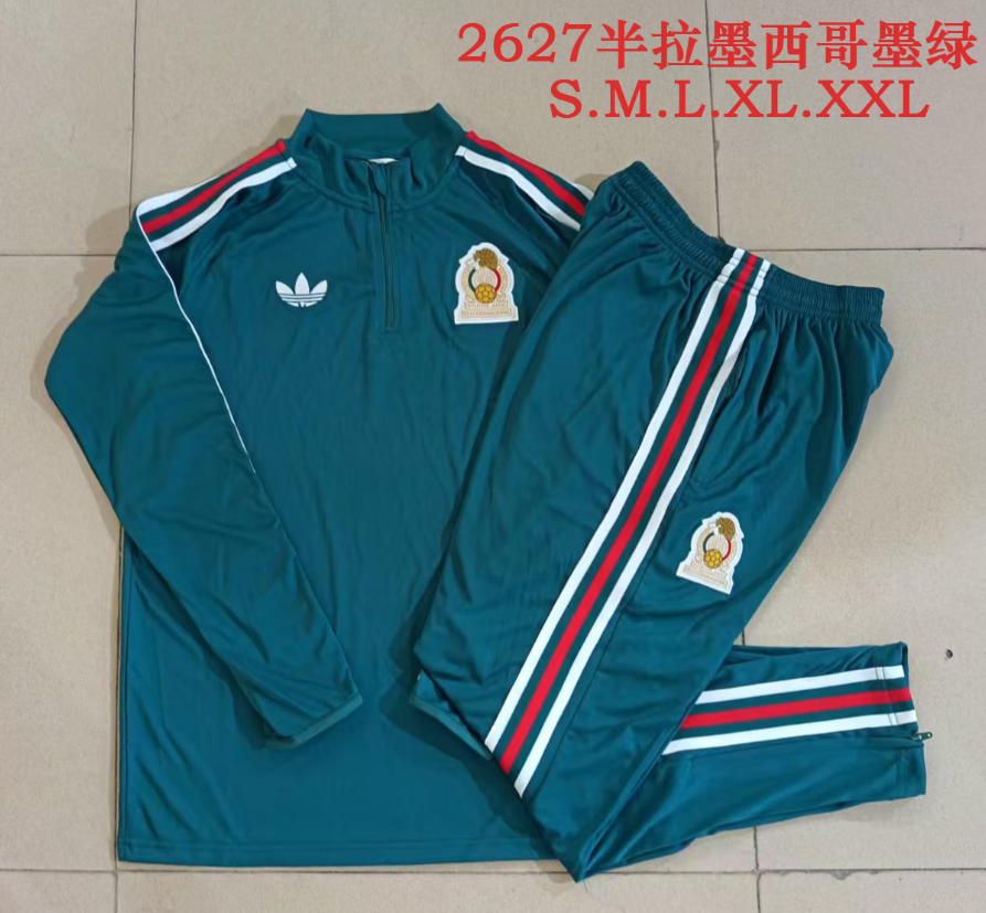 26/27 Adults Half Pull Mexico Dark green Tracksuit