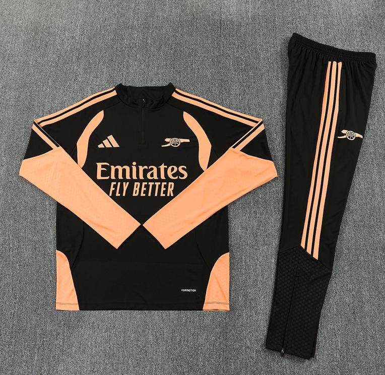 26/27 Adults Half Pull Arsenal Black Tracksuit