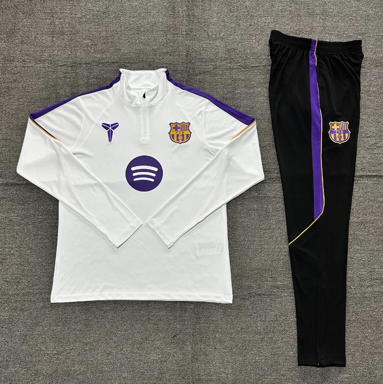26/27 Kids Half Pull Barcelona White【Co-branded product】 Tracksuit