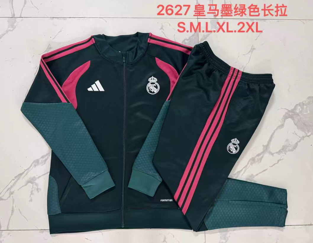 26/27 Long Pull Real Madrid dark green Jackets sets
