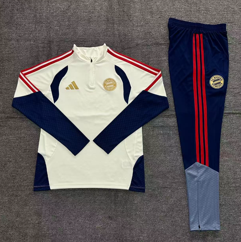 26/27 Adults Half Pull Bayern Munchen Beige Yellow Tracksuit