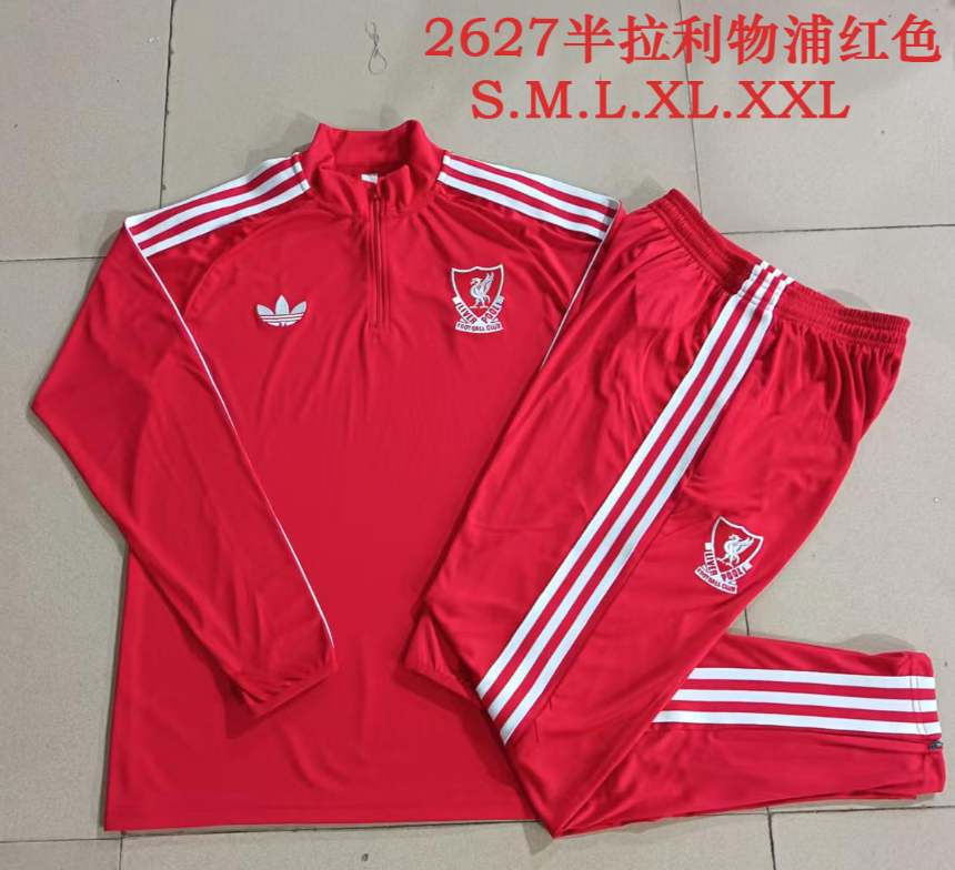 26/27 Adults Half Pull Liverpool red Tracksuit