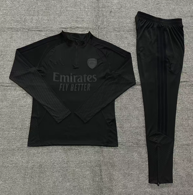 26/27 Adults Half Pull Arsenal Black【All black version】Tracksuit