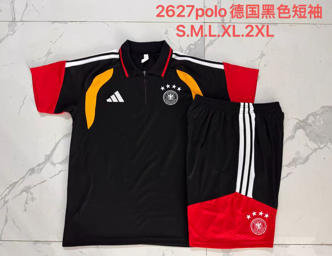 26/27 Adults POLO German Black (with cropped pants) Training Kits