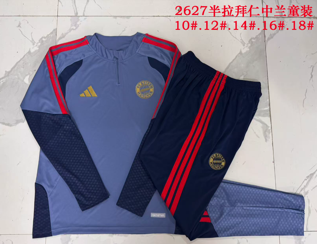 26/27 Kids Half Pull Bayern mid blue Tracksuit