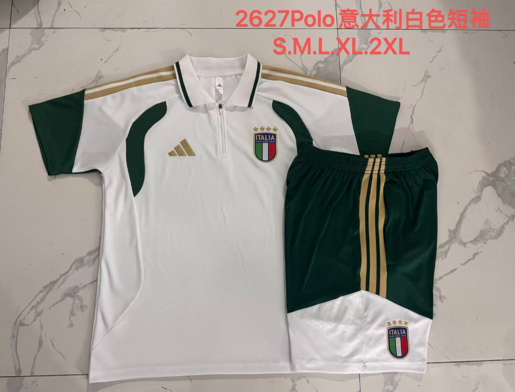 26/27 Adults POLO Italian White (with cropped pants)Training Kits