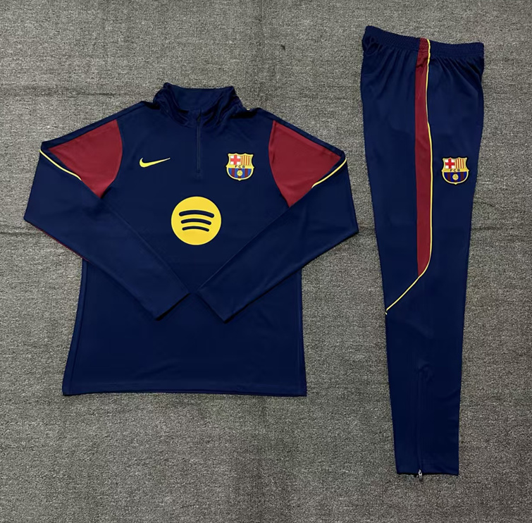 26/27 Kids Half Pull Barcelona navy blue Tracksuit