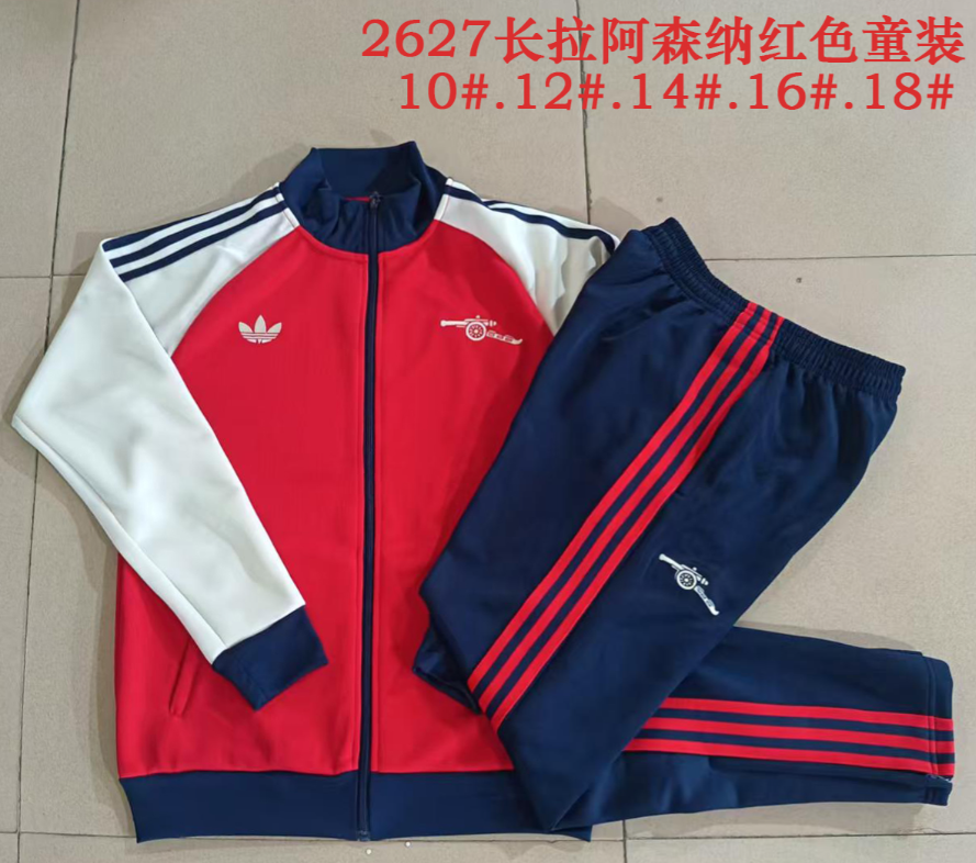 26/27 Kid Long Pull Arsenal Red (White Sleeves)  Jackets sets