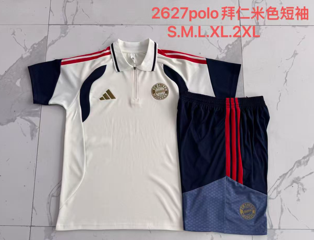 26/27 Adults POLO Bayern Munchen beige（Paired with cropped pants） Training Kits