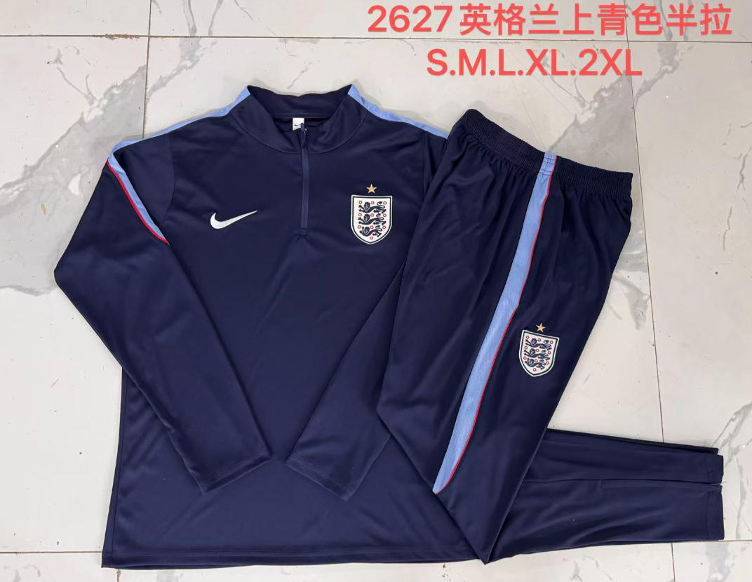 26/27 Adults Half Pull England Upper cyan Tracksuit